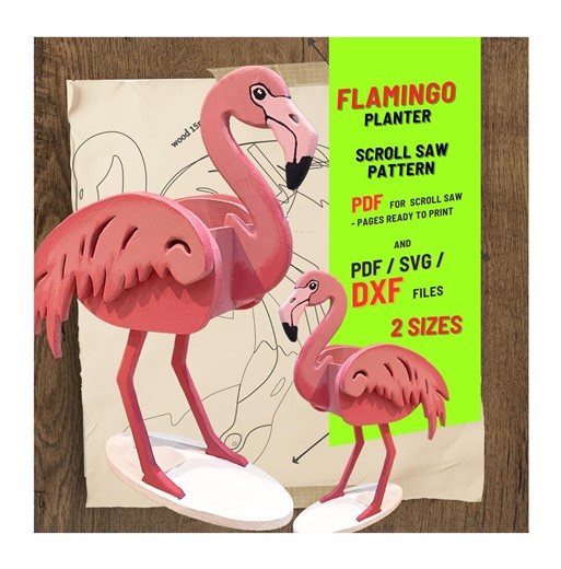Flamingo Planter Box 2 Sizes Woodworking Plans, Scroll Saw Template | (PDF, SVG, Dxf) - Etsy