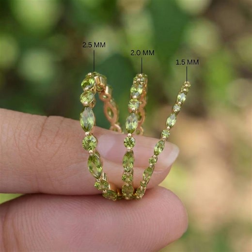 Dainty Peridot Eternity Ring | August Birthstone Gold Ring | Stackable Gemstone Band | Delicate Marquise & Round Peridot Ring for Her - Etsy