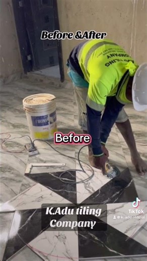 Tiles design by K.ADU tiling company Kumasi before & after #floordesign #tiling tutorial #tilemaker