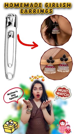 DIY Mother's Day Gift 😍| How to make Earrings with SAFETY PIN | Mother's day Special ZERO Cost Craft