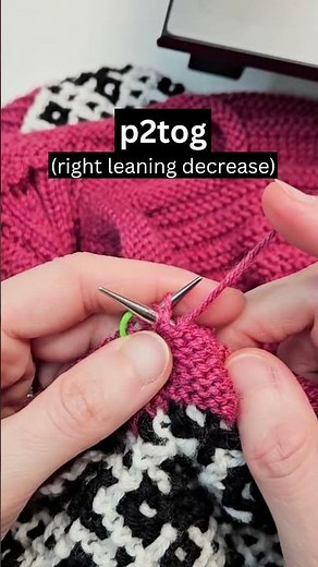 P2tog (right leaning decrease) in Knitting