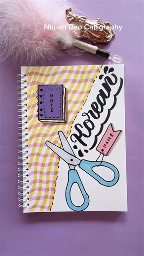 Nhuan Dao✨Calligraphy & Lettering❤️ on Instagram: "How to Decorate Your Korean Notebook Cover #frontpage #nhuandaocalligraphy"