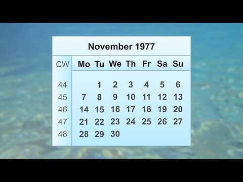 November 1977 Calendar