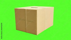 Large Cardboard Box on green screen background with Ai generated.