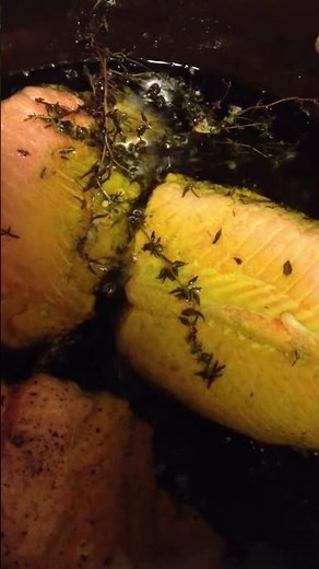 Olive oil poached wild salmon