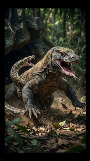 “Komodo Dragon vs Giant Python 😱 Who Wins This Deadly Battle?”