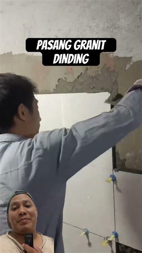 Pasang granit dinding #shorts #diy #craft #pertukangan #konstruksi