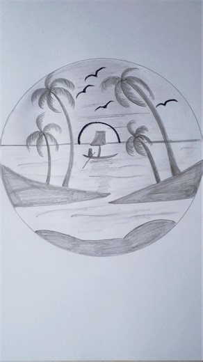 🤩Boat Sailing in the Shadow of Dusk | Sunset Scenery Drawing