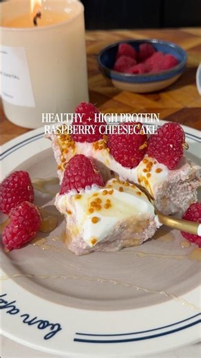 High protein raspberry cheesecake #easyhealthyrecipes #healthydessert