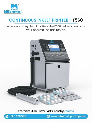 Nilkamal Printing | In pharmaceutical packaging, clear and accurate coding is essential. The Nilkamal F560 Continuous Inkjet Printer is designed to deliver... | Instagram