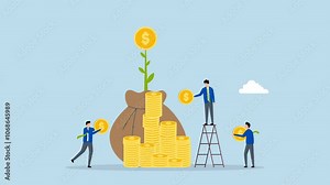 Mutual fund, 4k animation of Individuals invest in mutual funds where their money can grow like a sprout.