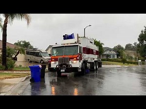Garbage Trucks: In Action & on Route in the Rain!
