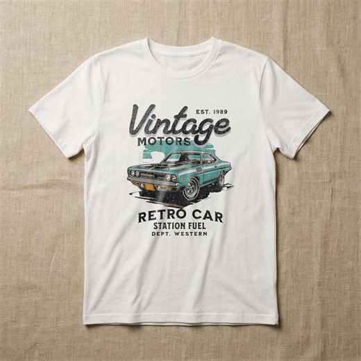 Vintage Motors Retro Car T-shirt, Classic Muscle Car Graphic Tee, Old School Auto Design Shirt, Retro Vehicle Art, Unisex Casual Top - Etsy