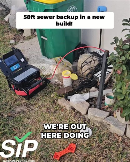 Home inspection surprise: 58 feet in, a major sewer backup on a new build! Always scope the sewer line, you never know what's lurking. #HomeInspection #SewerScope #RealEstate #Renovation #Plumbing