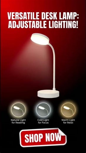 10 LED Desk Lamp with USB Charging Port 3 Dimming Levels Touch Control White Light