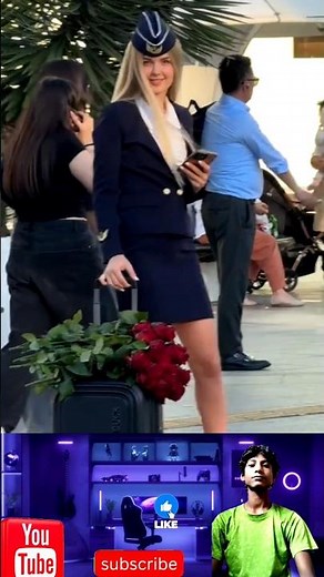 🌹✈️Beautiful Air Hostess Moments | Airport Love Story Vibes | Cinematic Edit#rose #airhostess