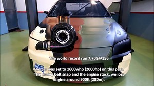 63K views · 1.9K reactions | The world record run 7.708@156 onboard camera.  The car was set to 1600whp (2000hp) on this pass. The timing belt snap and the engine stack around 900ft (280m). 156mph (252kmh) @ 660ft (200m) and 156.5mph (253kmh) @ 1320 (402m) We didn’t have the chance to test 1800whp (2250hp) & 2100whp (2600hp) on this race. We expect this year high 6XX sec pass and +210mph. Thank you for supporting us ! | Extreme Tuners | Facebook
