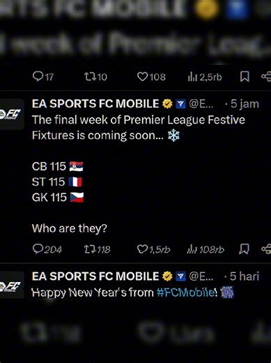 Bocoran Pemain Week 4 Event Festive Fixtures