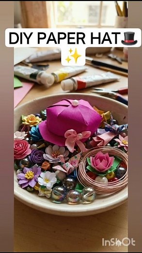 How to Make a Miniature Paper Hat 👒 | Easy Origami Craft Tutorial