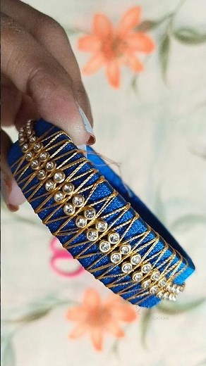 Customised Blue & Gold Silk Thread Bangles | DIY Jewelry #SilkThreadBangles #Handmade
