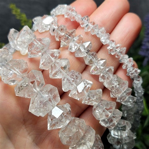 Herkimer Diamond Beads: 1, 10 or 25 Bulk Raw Quartz Crystal Bead Specimens for Jewelry Making - Etsy