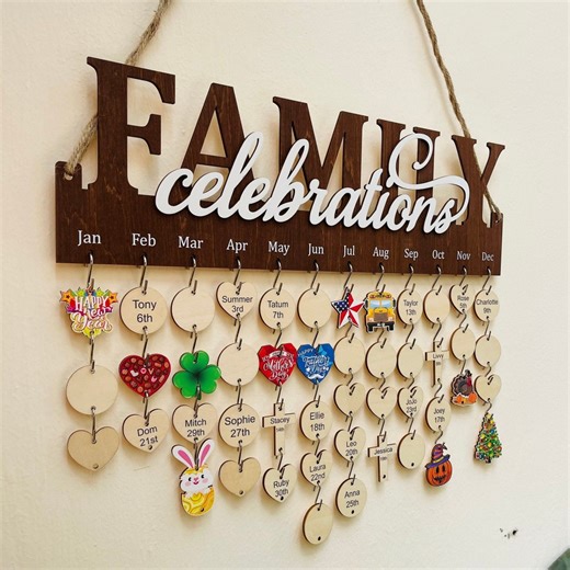 Personalized Family Birthday Calendar Board With Holiday Tags - Etsy
