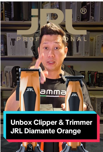 UNBOX time 🔥 JRL Diamante Orange finally landed. Colour first already steal attention 🍊 Inside the box: ⚡ 8,200 RPM Brushless Motor ✂️ EZ-Gap™ M Blade for sharp lineup 🔋 Up to 3 Hours Runtime 🧠 Smart-Clip Constant Speed ⚡ Reset IQ™ Charging Dock Clipper for bulk. Trimmer for detail. #barbersupply #jrl #barbertools #barber #creatorsearchinsights