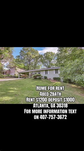 🚨🔥 ATLANTA RENTAL DEAL ALERT 🔥🚨 STOP scrolling if you’ve been looking for space in ATL 👀🏡 ✨ 4 BEDROOMS ✨ 2 FULL BATHROOMS ✨ Spacious layout ✨ Perfect for families, roommates, or work-from-home setups 📍 919 Magna Carta Dr NW Atlanta, GA 30318 💰 Rent: $1200 💵 Deposit: $1000 A 4bed/2bath in Atlanta at this price?! 😳 That’s the kind of deal that gets 50 messages in an hour 💯🔥 Imagine having: ✔️ A private primary bedroom ✔️ Extra rooms for kids or guests ✔️ Dedicated home office space ✔️ 