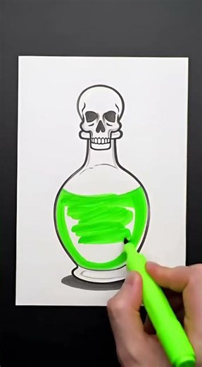 Satisfying Poison Bottle Drawing ☠️ | Marker Art Oddly Satisfying #drawing #skullart #spooky