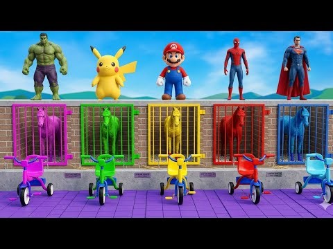 Superheroes & Animals Learning Colors with Bikes | Fun Kids Video | Colorful Learning