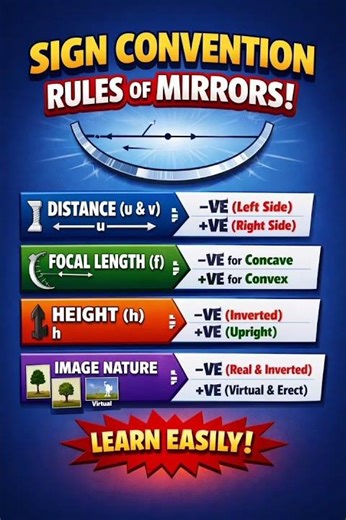 Sign Convention Rules of Convex Mirror