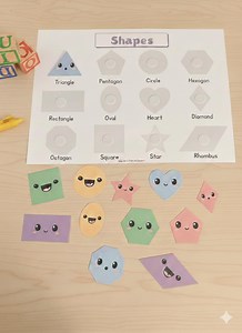 Printable Shapes Worksheet for Preschool- Shape Matching & Recognition Activity - Toddler Learning -Kindergarten Math- Instant Download