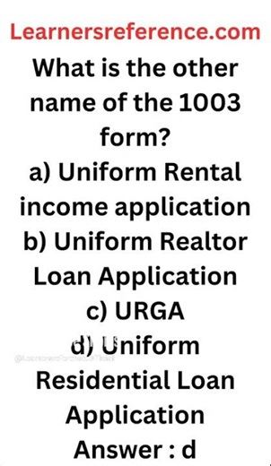 What is other name of 1003 Form #173 #Shorts
