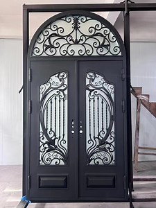[Hot Item] Top-Selling Arched Design Wrought Iron Door for Main Entrance