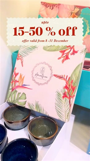 Amalfiee on Instagram: "Up to 50% OFF in-store🎄✨ Still wrapping up Christmas plans? Thoughtfully made ceramics, warm festive décor, and everyday pieces that don’t get shoved into a cupboard. Packed in premium gift boxes, ready to be loved and used. Walk in, take your time, and pick something that feels right. Visit the Amalfiee Experience Center, Bengaluru for Christmas shopping, minus the rush, plus a little heart.💖"