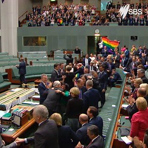 This is the moment the same-sex marriage bill passed in Australia. 🏳️‍🌈 | SBS News