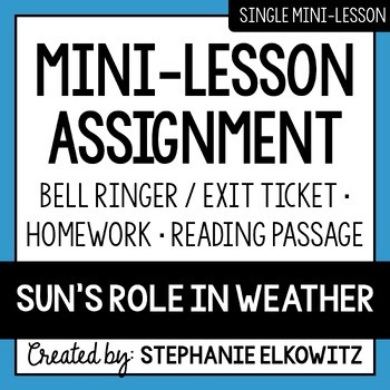 Sun's Role in Weather Mini Lesson Activities | Sub Plans