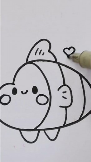 Cute Clown Fish Drawing 🐠✨ Easy & Adorable Art