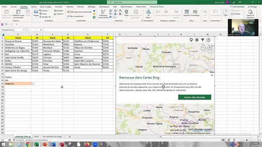 Excel Bing avec liste déroulante