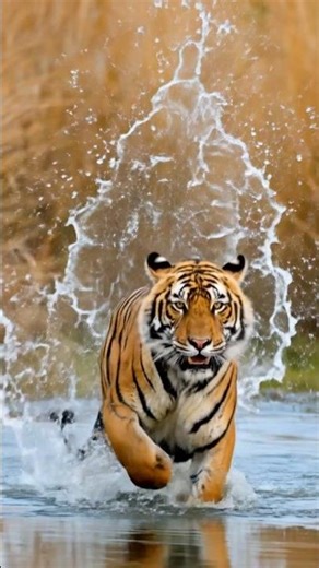 Tiger Running Through Water 🐅💦 | Power in Motion