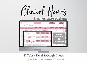 Clinical Hours Tracker Spreadsheet, Residency Hours Sheet, Supervision Log, Licensure, Nursing School, Social Worker Therapist Time Tracking - Etsy
