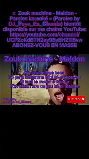 Zouk machine - Maldon - Paroles karaoké 18/10/2025