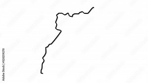 Uganda map, country territory outline self drawing animation. Line art.