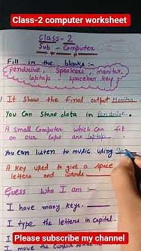 #class2 computer worksheet for annual exam #computer worksheet class2 #worksheet for kids