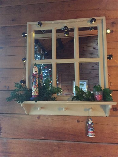 Rustic Faux Window Mirror: Reclaimed Wood Farmhouse Design in Basket Beige - Etsy