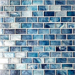 Oceanside Glass & Tile - Glass Mosaic Tiles for Pools | 5 Sheets - 4.50 Sq. Ft. Coverage | Water Feature Installations | Cabo Irid Offset