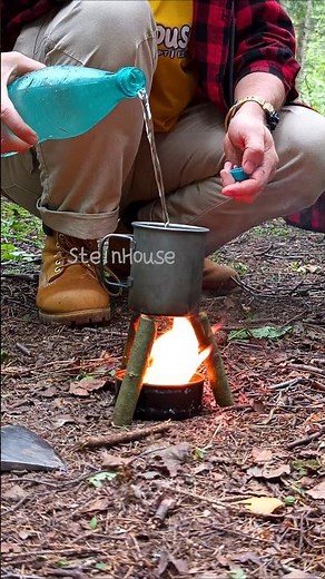One can of sprats: A hearty forest meal and hot tea. Burned the oil to boil water!