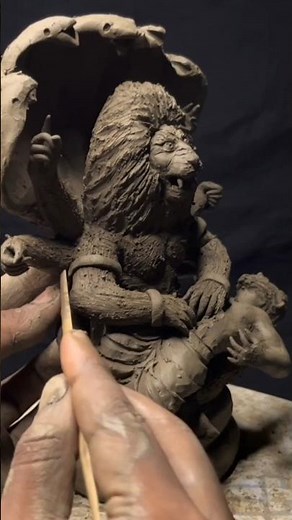 Mahavatar Narsimha idol making part -2 😱🙏 #clay