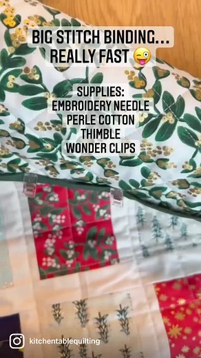 This is a quick tutorial showing how I sew my big stitch binding. #quilting #modernquilting #tutorial #quiltingtiktok #quiltingtutorial #quiltingtips