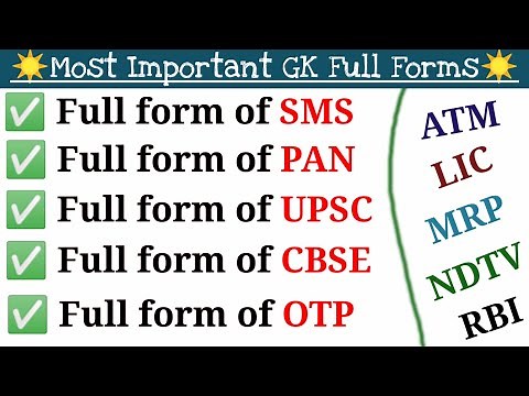 Most Important GK Full Forms || General Classes || General Knowledge Full Forms ||